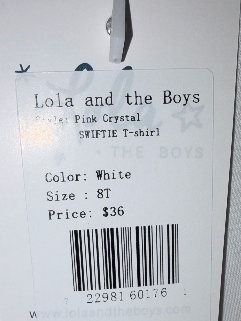 Lola and the Boys Pink Crystal Rhinestone Swiftie Tee sz. 8 NWT - Picture 3 of 6